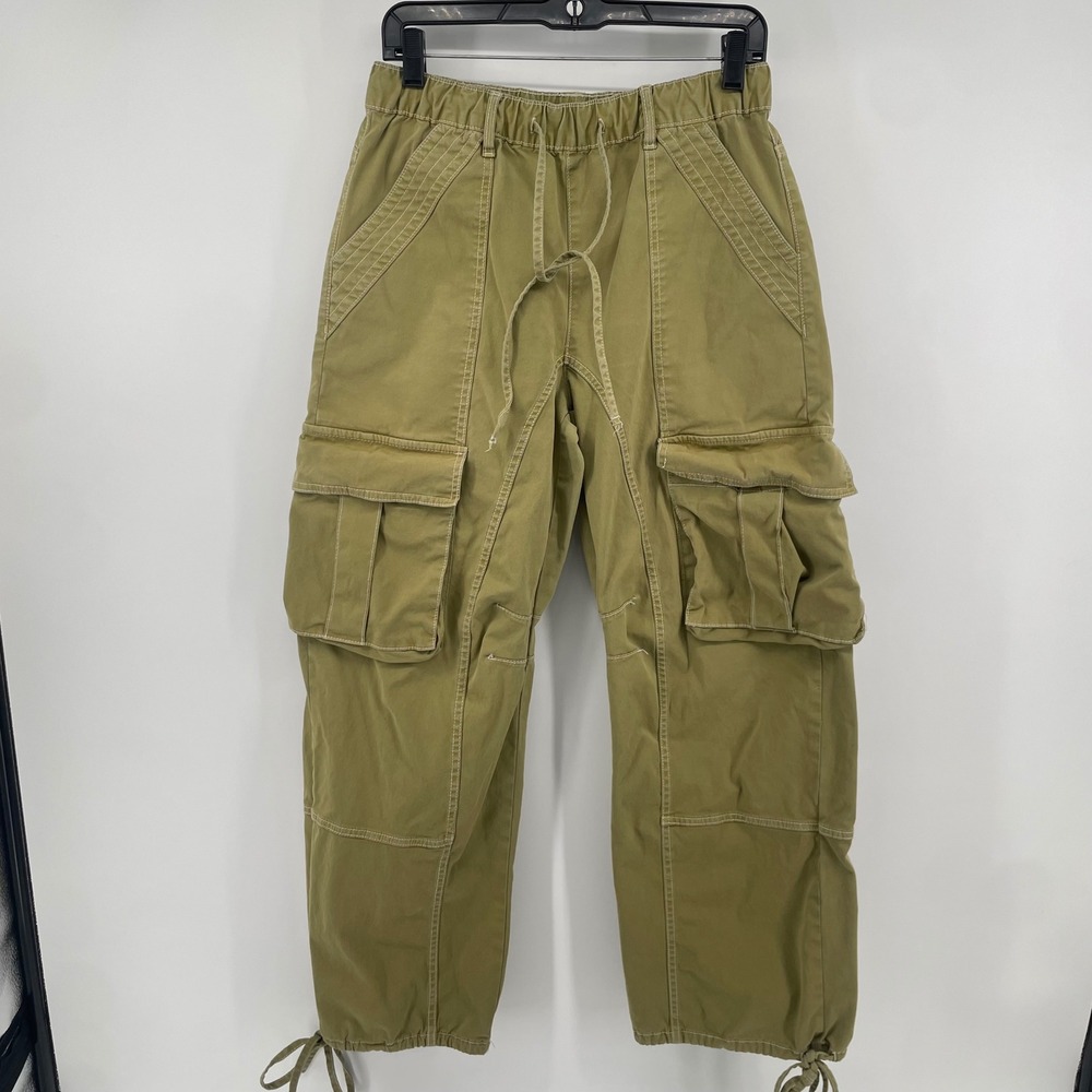 Zara Cargo Pants Women 4 Olive Green High Rise Drawstring Utility Gorpcore